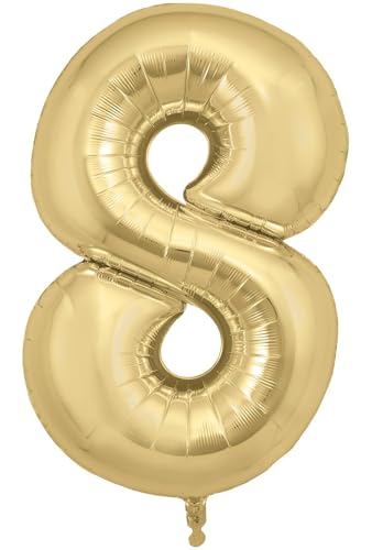 Oaktree Seidenfolienballon, Zahl 8, 86,4 cm, goldfarben von Oaktree UK