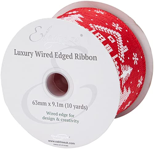 Oaktree UK 653528 Eleganza Geschenkband mit Drahtrand für Weihnachtshäuser 63 mm x 9,1 m, Rot Nr. 16, 63mm x 9.1m, 9 meter Oaktree UK 653528 Eleganza Geschenkband mit Drahtrand für Weihnachtshäuser 63 mm x 9,1 m, Rot Nr. 16, 63mm x 9.1m, 9 meter von Oaktree UK