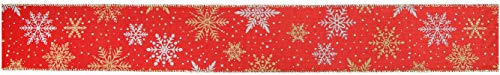 Oaktree UK 653641 Eleganza Weihnachtsschneeflocke mit Drahtrand, 63 mm x 9,1 m, Design Nr. 397 rot/gemischt, 63mm x 9.1m von Oaktree UK