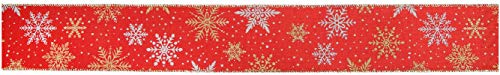 Oaktree UK 653641 Eleganza Weihnachtsschneeflocke mit Drahtrand, 63 mm x 9,1 m, Design Nr. 397 rot/gemischt, 63mm x 9.1m von Oaktree UK