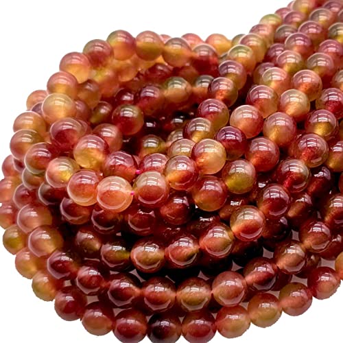 Oameusa 8 mm natürliche Wassermelonen-Chalcedon-Perlen, runde Perlen, Edelsteinperlen, lose Perlen, Achat-Perlen für Schmuckherstellung, 38,1 cm, 1 Strang pro Beutel von Oameusa