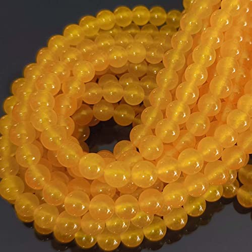 Oameusa Natürliche runde glatte 10 mm gelbe Chalcedon-Achat-Perlen Edelstein lose Perlen Achat-Perlen für Schmuckherstellung 38,1 cm 1 Strang pro Beutel von Oameusa