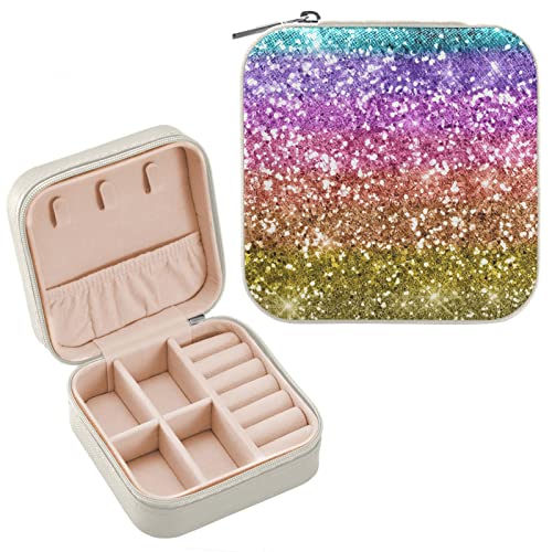 Oarencol Schmuckkästchen mit Regenbogen-Druck, glitzernd, bunt, glitzernd, für Reisen, Schmuck, Aufbewahrungsbox für Ring, Anhänger, Ohrringe, Halsketten, Armband, Geschenk für Frauen und Mädchen Oarencol Schmuckkästchen mit Regenbogen-Druck, glitzernd, bunt, glitzernd, für Reisen, Schmuck, Aufbewahrungsbox für Ring, Anhänger, Ohrringe, Halsketten, Armband, Geschenk für Frauen und Mädchen von Oarencol