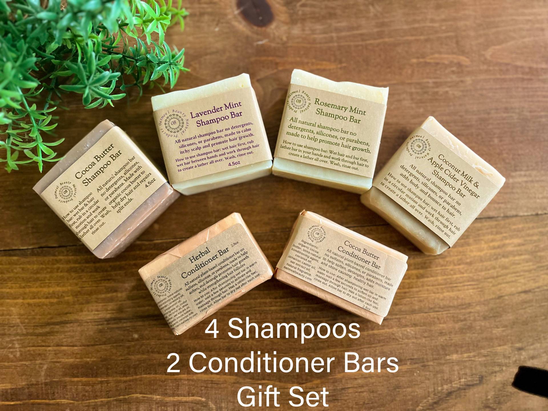 4 Shampoo Bars & 2 Conditioner Geschenkset von OatmealBeautyStore