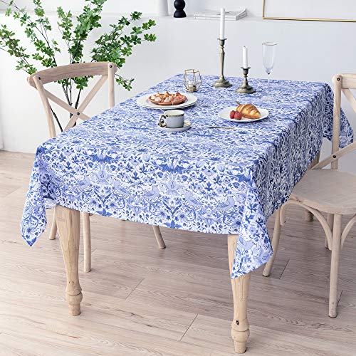 Obal William Morris Original Design Wischen Sie saubere Tischdecke wasserfeste rechteckige Tischdecke Küche Esszimmer Dekoration Tischdecke Waschbar 260 cm x 152 cm (blaues Erdbeerdau) von Obal