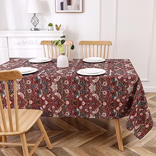 Obal William Morris Tischdecke Original Design Wischen Sie saubere Tischdecke wasserfeste rechteckige Tischtuch Küche Esstisch Dekoration Abdeckung Waschbar, 180 cm x 140 cm (roter Erdbeerdieb) von Obal