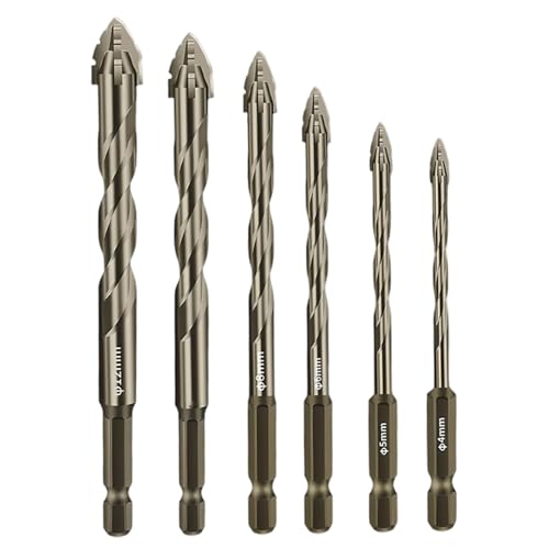 6pcs Drill Bit Set Wear Resistant Hochfestes Härte Wolfram-Stahl-Querbohrer für die Heimindustrie, 4+5+6+8+10+12 mm, Mauerwerk Bit Set 6pcs Drill Bit Set Wear Resistant Hochfestes Härte Wolfram-Stahl-Querbohrer für die Heimindustrie, 4+5+6+8+10+12 mm, Mauerwerk Bit Set von Obelunrp