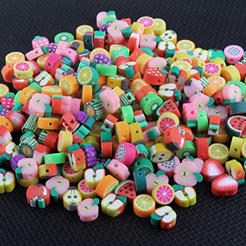 Obelunrp 50PCS Fruit Polymer Clay Beads Kit, Mixed Spacer Bead Handmade Soft Beads Trendy Armband Perlen für DIY-Schmuck Machen, Halskette Craft Making Supplies, Perlen von Obelunrp