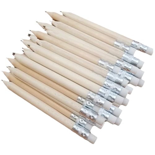 Obelunrp Golfstifte mit Radiergummi 100pcs 4 Länge Fine Tipp Golfstifte Holz HB Mini Tragbarer Ersatz Mehrzweck für, Büro, Schule, mit Radiergummis von Obelunrp