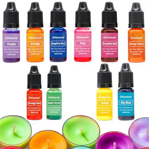 Obelunrp Kerzenfarbstoff, 10 Farben 10ml Kerzenfarbstoff für Soja -Wachs, lebendige Kerzenwachsfarbstoff, Kerzenfarbe Farbstoff für Soja -Wachskerzenherstellung Obelunrp Kerzenfarbstoff, 10 Farben 10ml Kerzenfarbstoff für Soja -Wachs, lebendige Kerzenwachsfarbstoff, Kerzenfarbe Farbstoff für Soja -Wachskerzenherstellung von Obelunrp