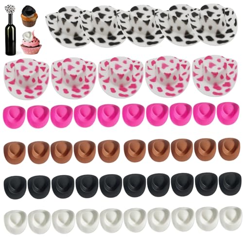 Obelunrp Mini Cowboy -Hüte, 50pcs Plastik Tiny Cowboyhut, süße kleine Cowgirl -Hüte Crafts Party Dollhouse Dekoration (Multi -Farbe) von Obelunrp