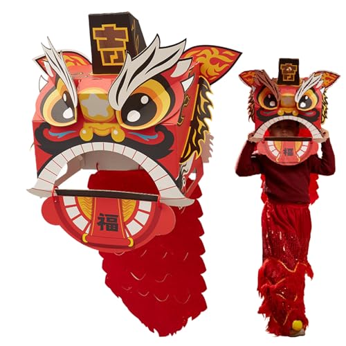 Obelunrp Tanzkostüm für Kinder, DIY 3D Hardpapier Chinesische Löwen Tanzkopfkostüm Requisiten, chinesische Drachenfiguren für Kinder Jungen Mädchen DIY Bildungsspielzeug Obelunrp Tanzkostüm für Kinder, DIY 3D Hardpapier Chinesische Löwen Tanzkopfkostüm Requisiten, chinesische Drachenfiguren für Kinder Jungen Mädchen DIY Bildungsspielzeug von Obelunrp