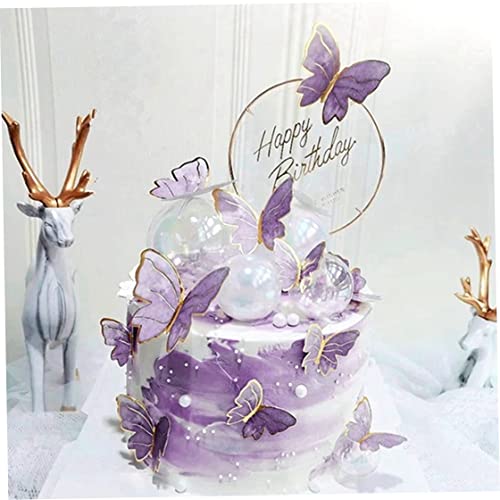 Papier Schmetterling Dekorationen, Kuchen -Topper -Schmetterling Cupcake Topper 3D Butterfly Cake Dekor Hohlpapier Schmetterling für Geburtstagsfeier Versorgung 11pcs lila, Schmetterling von Obelunrp