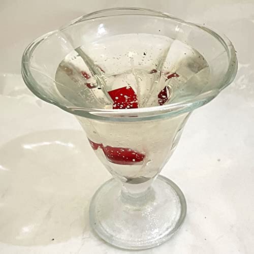 Glas Schale am Fuß Gel Kerze im Glas nachfüllbar lange Brenndauer bunt Garten Wohnraum Tischlicht Beleuchtung modern Höhe ca. 13,5 cm, Durchmesser ca. 12 cm klar mit bunte Gläser von Oberstdorfer Glashütte