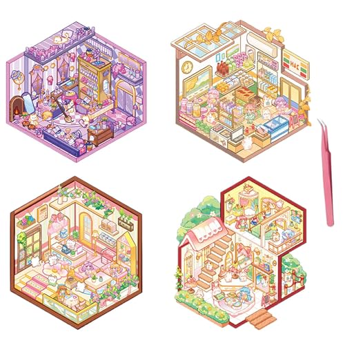 Aufkleberszenen für Erwachsene, Aufkleberszenen – 4 x Set mit Cartoon-Aufklebern – wiederverwendbar, niedlich, Spielzeug, Szenen Aufkleberszenen für Erwachsene, Aufkleberszenen – 4 x Set mit Cartoon-Aufklebern – wiederverwendbar, niedlich, Spielzeug, Szenen von Obesntln