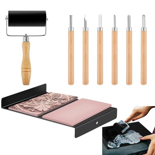 Blockdruck-Set für Anfänger, Blockgravur, Linoleumblöcke zum Gravieren | Druckset mit komfortablem Griff, Tinte mit Schraubenlöchern für Blockdruck-Set für Anfänger, Blockgravur, Linoleumblöcke zum Gravieren | Druckset mit komfortablem Griff, Tinte mit Schraubenlöchern für von Obesntln