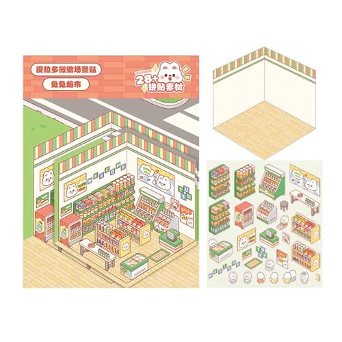 Cartoon-Aufkleber für Anime-Aufkleber – Szene mit visuellen Aufklebern, Miniatur-Szenen von Landschaftsszenen, Collage-Aufkleberbuch, Aufkleber von Obesntln