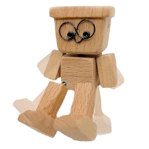 Figur Mann bewegt | Dekoration für das Armaturenbrett des Autos – kreative Holzfigur, charmant, für Haus, Büro, Wohnzimmer, Schlafzimmer, Arbeitszimmer von Obesntln