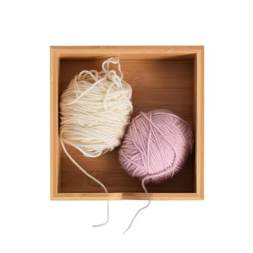Garnschüssel, Garnschüssel, quadratisch, aus Holz | Garnrollenhalter, handgefertigt, Strickgarnschale für Häkelzubehör von Obesntln