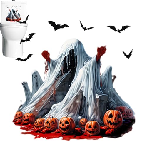 Halloween Toilettenaufkleber, gruselige Toilettenaufkleber - Toilettendeckel Deko Aufkleber - Halloween Geist Toilettensitzaufkleber von Obesntln