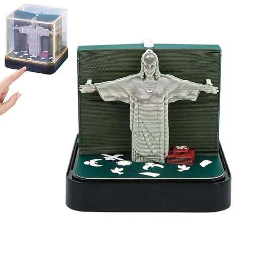 Kunstkalender 2025, 2025 Kunstkalender | Haftnotizen Berg of Jesus, Papierskulptur Kunstkalender, Skulptur Kunst Notiz für Büro, Notizblock von Obesntln