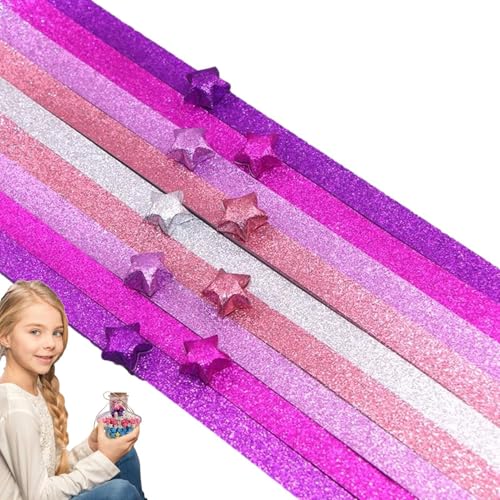 Lucky Star Papierglitter, 520 Blatt Lucky Star Farbverlauf Leuchtpapierstreifen - Sicheres Sternpapier, Glückssternpapier für Kunsthandwerk, Kunst, von Obesntln
