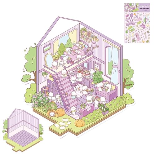 Machen Sie Ihre eigenen Bühnenaufkleber, Miniaturhaus-Aufkleber | Dekorative Wandaufkleber, 3D-Effekt, Landschaftsbau-Szenen-Trocken, Dekorationswerkzeug von Obesntln