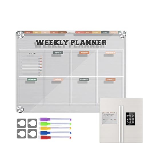 Magnettafel für den Kühlschrank, wiederverwendbare Whiteboard-Kalender, 30,5 x 22,8 cm, transparentes Acryl, Notizblock für Kühlschrank, Planer Magnettafel für den Kühlschrank, wiederverwendbare Whiteboard-Kalender, 30,5 x 22,8 cm, transparentes Acryl, Notizblock für Kühlschrank, Planer von Obesntln