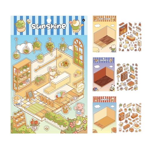 Miniatur-Szenenaufkleber, Miniatur-Szenen-Aufkleber-Set – Effekt-Haus-Szenen-Abziehbilder | Erstellen Sie Ihre eigenen Bühnenaufkleber, 4er-Set Miniatur-Szenenaufkleber, Miniatur-Szenen-Aufkleber-Set – Effekt-Haus-Szenen-Abziehbilder | Erstellen Sie Ihre eigenen Bühnenaufkleber, 4er-Set von Obesntln