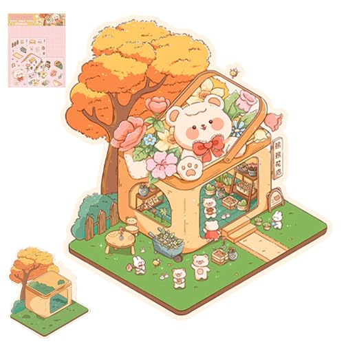 Miniatur-Szenenaufkleber, machen Sie Ihre eigenen Hausaufkleber, Cartoon-Hausaufkleber, 3D-Effekt | Trockene Landschaftsgestaltung, Scrapbooking-Dekorationswerkzeug von Obesntln