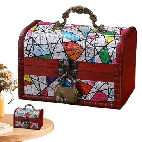 Schmuck-Organizer aus Holz – Schmuckschatulle aus Holz für Damen, Schmuckhalter, Schmuckorganizer | Schmuckschatulle, Aufbewahrungsorganizer mit Schloss, bemalte Schmuckschatulle von Obesntln