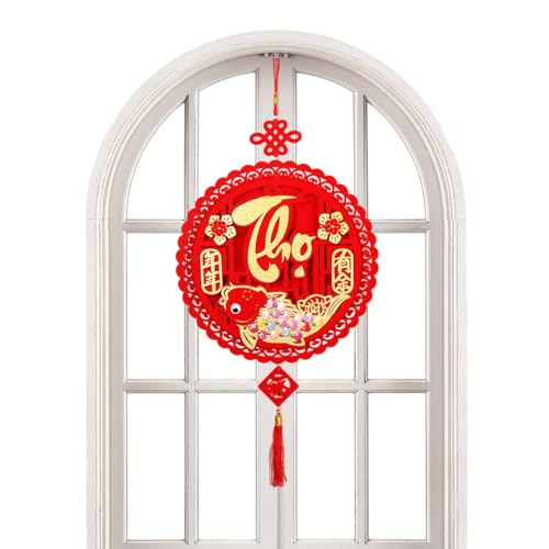 Silvester - Neujahrsdekorationen 2024, mit roten Fu Figuren, Frühlingsfeier Dekoration | Chinesische Neujahrsdekoration für Gärten, P von Obesntln