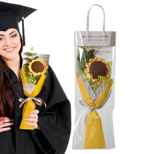 Sonnenblumenstrauß mit Häkelnadel, gehäkelter Blumenstrauß – kreativer gestrickter Blumenstrauß, Häkelblume, Feier, Abschlussfeier, Dekoration für Hochzeitshaus, von Obesntln