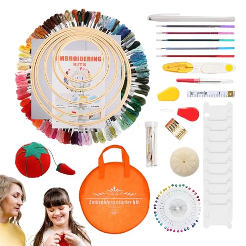 Stickset, Stickset mit Reifen, komplettes Stickset für Anfänger, Sticknadel-Zubehör mit Aufbewahrungstasche für Wohnzimmer, Hof Stickset, Stickset mit Reifen, komplettes Stickset für Anfänger, Sticknadel-Zubehör mit Aufbewahrungstasche für Wohnzimmer, Hof von Obesntln