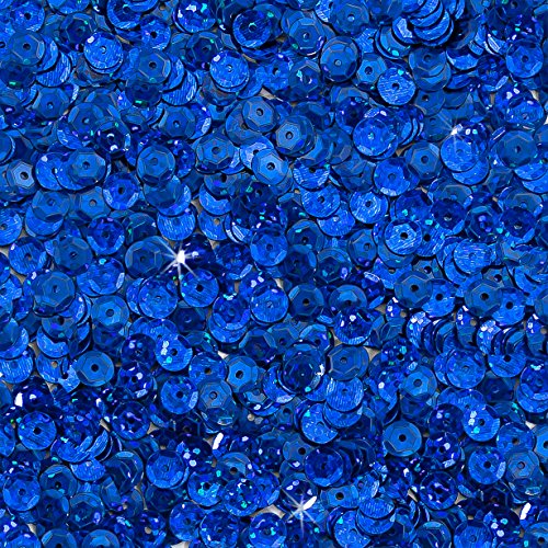 1400 Pailletten - Ø 6mm - Riesige Auswahl an Farben (Königsblau Glitzereffekt) von Oblique Unique