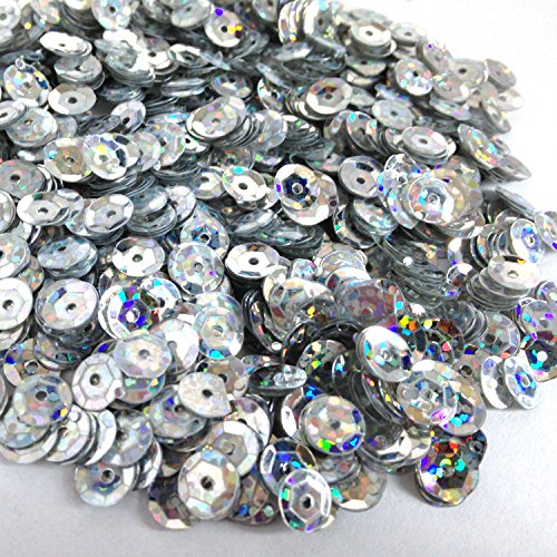 1400 Pailletten - Ø 6mm - Riesige Auswahl an Farben (Silber Glitzereffekt) von Oblique Unique
