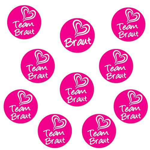 Oblique-Unique® 1 x Braut & 9 x Team Braut Sticker für Junggesellenabschied I Hochzeit I Anstecker von Oblique-Unique