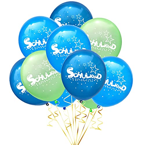 Oblique Unique® 10 Luftballons mit Schulkind und Stern Motiven für Schuleinführung Einschulung Schulanfang Schulstart Deko Ballons Farbmix Jungs von Oblique Unique