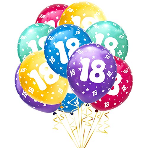 Oblique Unique® 10 Luftballons mit Zahlen Happy Birthday für Geburtstag Feier Party Deko Geburtstagsdeko Ballons Bunt (Nr. 18) von Oblique Unique