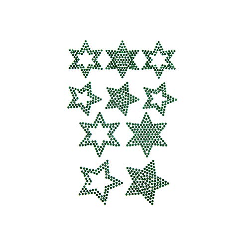 Oblique Unique® 10 Stern Sticker Strass Steine zum Verzieren Aufkleben für Weihnachten Rot Silber Gold oder Grün - Farbe Wählbar (Grün) von Oblique Unique