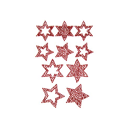 Oblique Unique® 10 Stern Sticker Strass Steine zum Verzieren Aufkleben für Weihnachten Rot Silber Gold oder Grün - Farbe Wählbar (Rot) von Oblique Unique