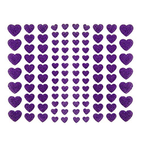 Oblique Unique® 106 Herz Aufkleber mit Glitzer Effekt in Lila Herzen Sticker für Scrapbooking Deko Basteln Hochzeit Valentinstag von Oblique Unique
