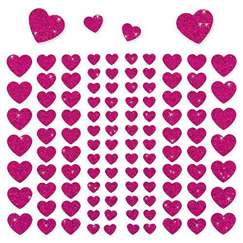 Oblique Unique® 106 Herz Aufkleber mit Glitzer Effekt in Pink Selbstklebend Herzen Sticker Scrapbooking Weihnachten Basteln Verzieren Deko von Oblique Unique