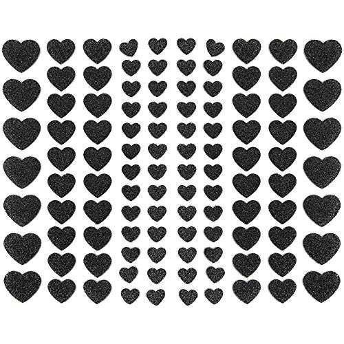 Oblique Unique® 106 Herz Aufkleber mit Glitzer Effekt in Schwarz Herzen Sticker für Scrapbooking Deko Basteln Hochzeit Valentinstag von Oblique Unique