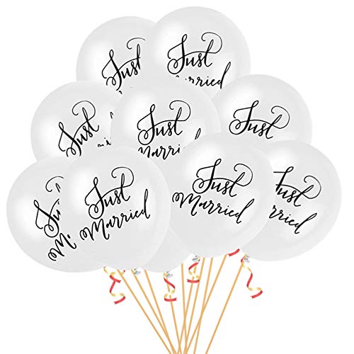 Oblique Unique® 10x Luftballons Just Married für Hochzeit Feier Party Deko Hochzeitsgeschenk - Weiß von Oblique Unique
