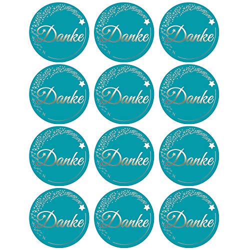 Oblique Unique® 12 Sticker zum Danke sagen Aufkleber für Hochzeit Jugendweihe Konfirmation Gastgeschenk Geschenkdeko - wählbar (Blau - Danke) von Oblique Unique