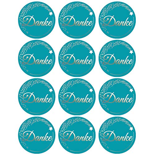 Oblique Unique® 12 Sticker zum Danke Sagen Aufkleber für Hochzeit Jugendweihe Konfirmation Gastgeschenk Geschenkdeko - wählbar (Blau - Danke) von Oblique Unique
