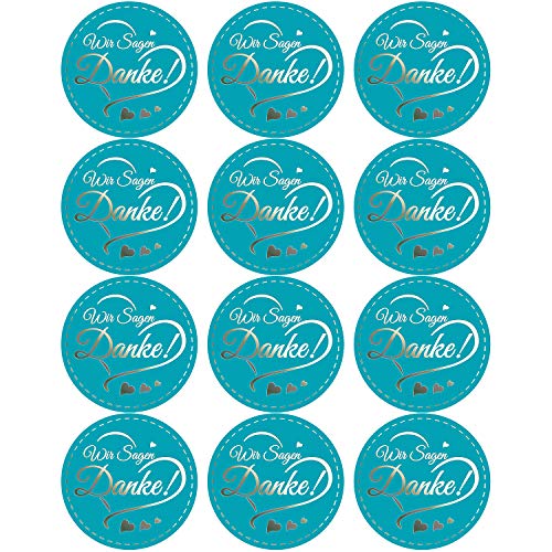 Oblique Unique 12 Sticker zum Danke Sagen Aufkleber für Hochzeit Jugendweihe Konfirmation Gastgeschenk Geschenkdeko - wählbar (Blau - Wir Sagen Danke!) von Oblique Unique