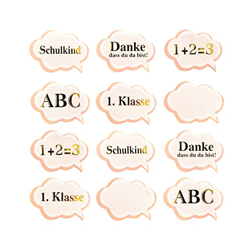 Oblique Unique® 12x Konfetti für Schuleinführung Einschulung Schulanfang Schulbeginn Tischdeko ABC Schulkind 1. Klasse 1 + 2 = 3 Schule Basteln Aufkleben von Oblique Unique