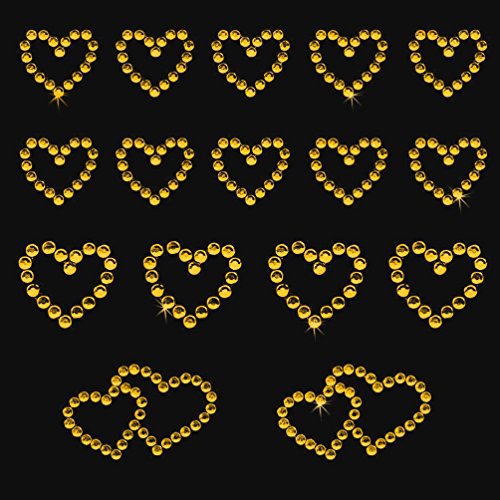 Oblique-Unique® 16 Stück Herz Sticker Strass Steine zum Verzieren oder Aufkleben (Gold) von Oblique Unique